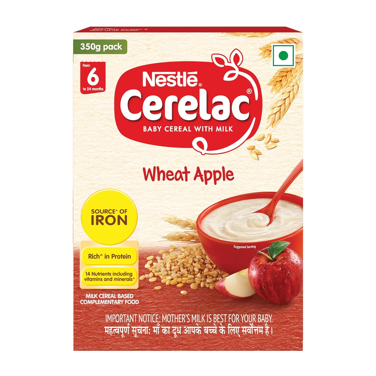 Nestle Ceralec Wheat Apple from 6 to 24 Months , 350gm